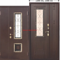 Стальная нестандартная дверь со стеклопакетом Венеция 1200 Венге